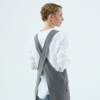 Stone Washed Linen Back Cross Aprons Various Colours, 8 of 8