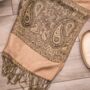 Luxurious Gold Paisley Border Pashmina With Tassels, thumbnail 2 of 2