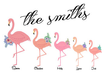 Personalised Family Flamingo Print, 3 of 3