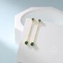 Emerald Green Cz Dangle Chain Stud Drop Earrings, thumbnail 6 of 12