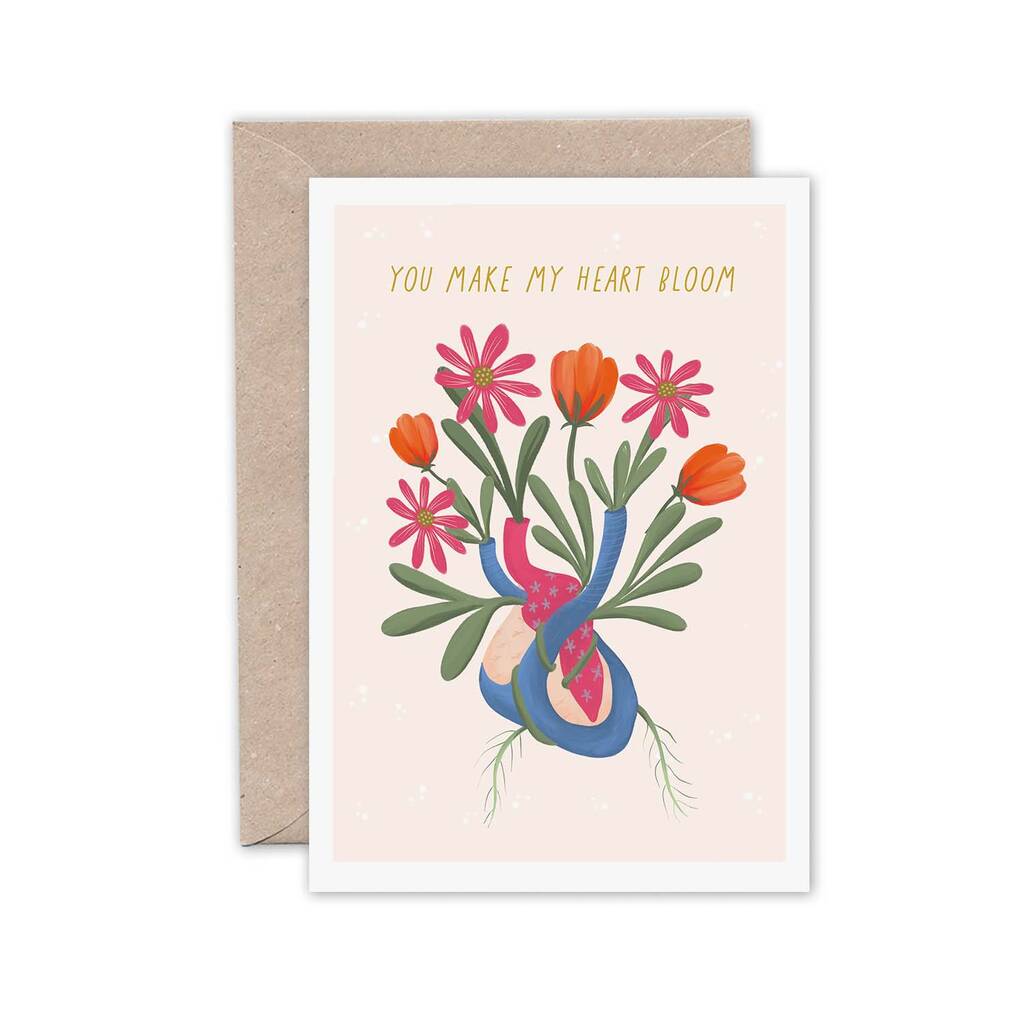 Love Heart Bloom Greeting Card By Emma Bryan Design