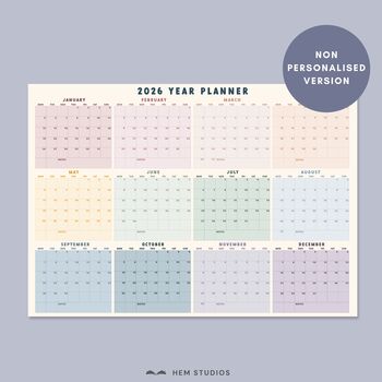 2026 Wall Planner | Personalised Monthly Grid Calendar, 4 of 6