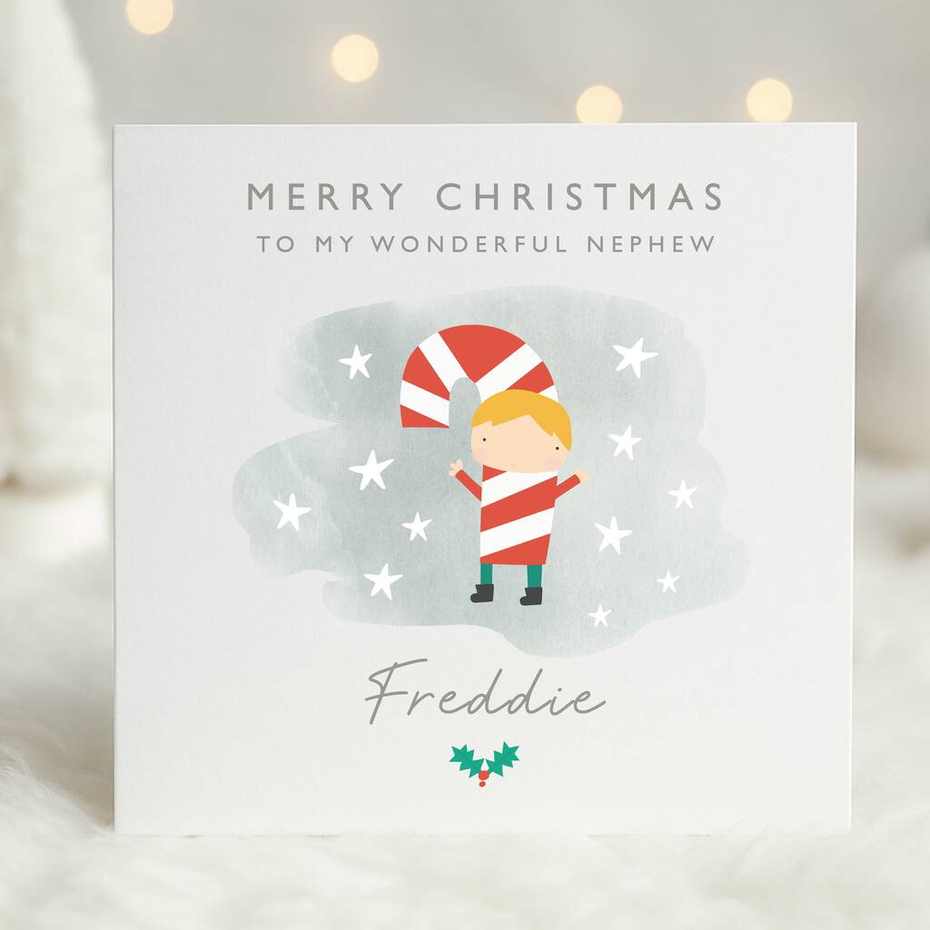 Funny Boy In A Candy Cane Costume Card
