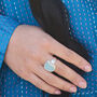 Aquamarine Natural Gemstone Chunky Silver Ring, thumbnail 2 of 7