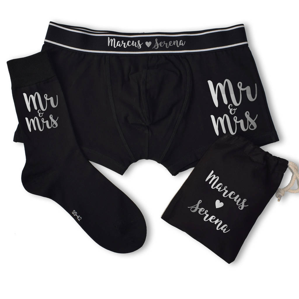 Personalised Mr And Mrs Groom's Wedding Underwear Set By Weasel and ...