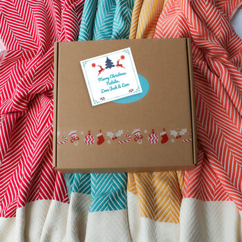 Nordic Herringbone Cotton Throw Blanket, Gift Set For Her, 4 of 12