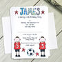 Personalised Childrens Footballer Party Invitations, thumbnail 1 of 6