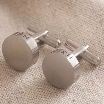 Personalised Initial Edge Brushed Round Cufflinks, 2 of 3