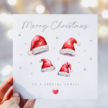 Personalised Santa Hats Couple Christmas Card *Up To Six Santa Hats, 2 of 6
