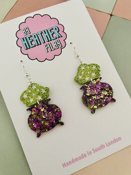 Cauldron Glitter Resin Earrings, 4 of 5