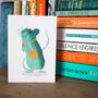 Teal Field Mouse Illustrated Blank Greeting Card, thumbnail 2 of 12