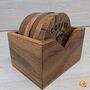 Light Wooden Coaster Set With Coffee Break Design, thumbnail 3 of 6