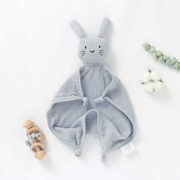 Bunny Organic Cotton Muslin Baby Comforter Blanket, 4 of 6