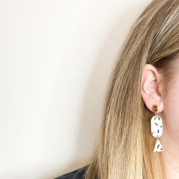 Asymetric Monochrome Statement Earrings For Her, 8 of 9