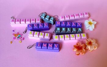 Personalised Fidget Clicker Keyring | Custom Name Keyring Gift | Sensory Clicker Bag Charm, 2 of 6