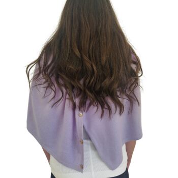 Lavender Purple 100% Cashmere Button Poncho Gift Boxed, 9 of 12