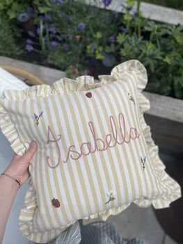 Ditsy Floral Hand Embroidered Cushion Add Your Name, 7 of 9