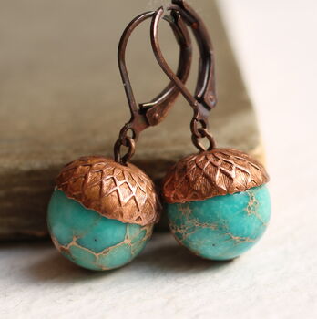Turquoise Acorn Earrings, 5 of 8