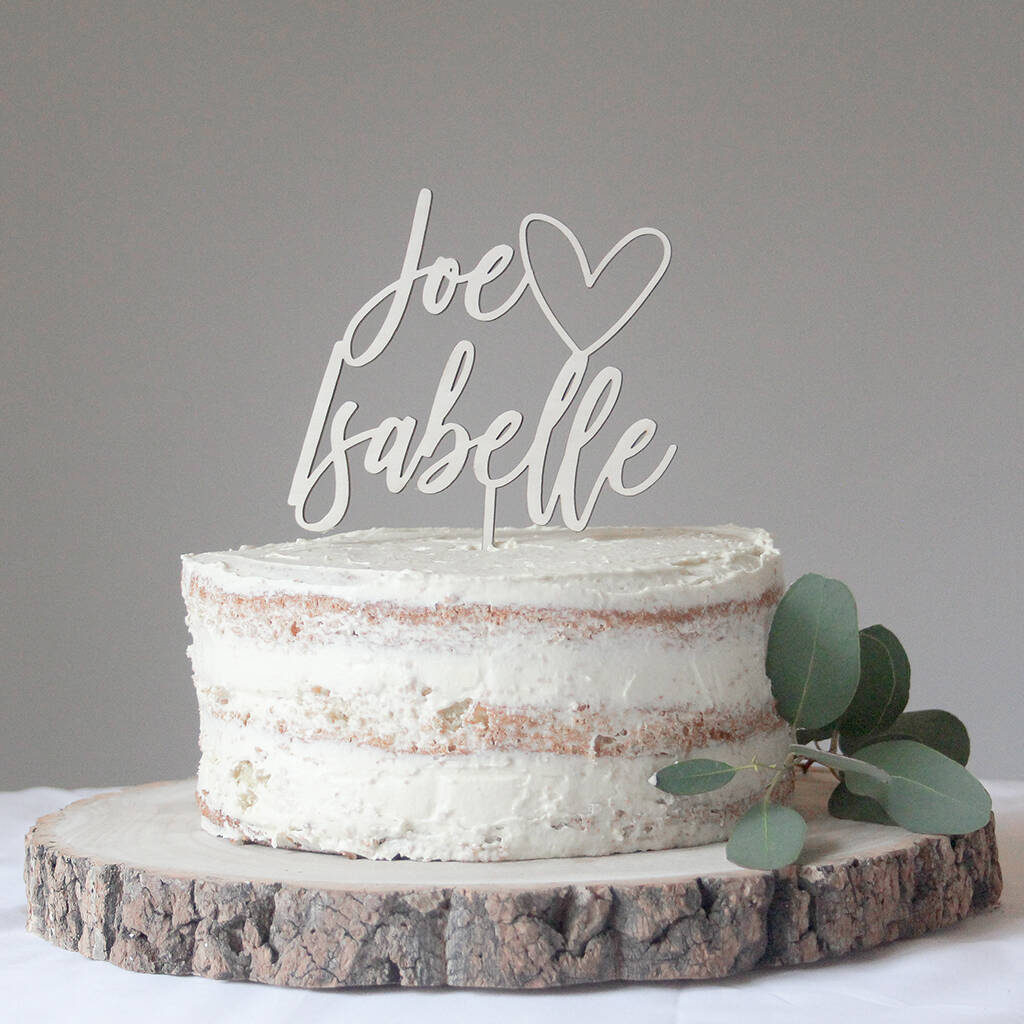 Personalised Wooden Heart Wedding Cake Topper, 1 of 5