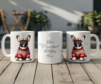 Personalised French Bulldog In Christmas Jumper Mug B, 2 of 2