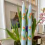 Hand Painted Pair Of Orange Blossom Taper Candles, thumbnail 6 of 7