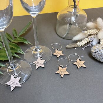 Personalised Christmas Star Wine Glass Charms, 6 of 12