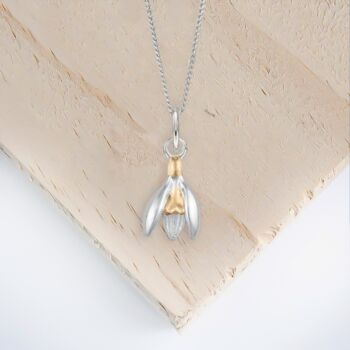 Tiny Snowdrop Pendant Necklace In Sterling Silver, 3 of 12