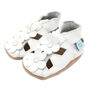 Dotty Fish White Flower Soft Leather Baby Sandals With Barefoot Soles, thumbnail 3 of 7