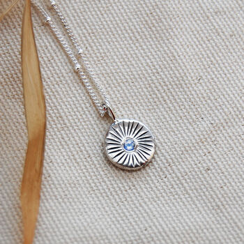 Sunburst Birthstone Necklace In Silver Or Gold, 9 of 12