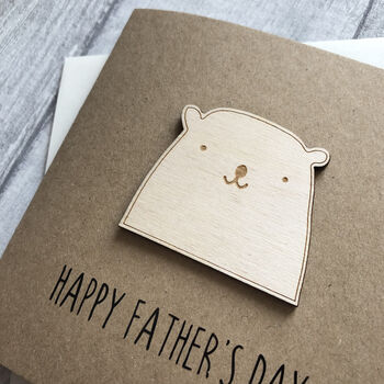 Happy Father's Day Wooden Bear Card, 2 of 2