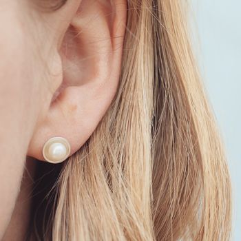 Silver Pearl Stud Earrings, 5 of 8