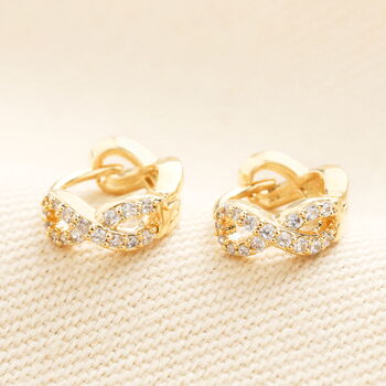 Crystal Infinity Huggie Hoop Earrings, 2 of 5
