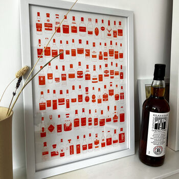 Orange Illustrated Whisky Bottles Print, 6 of 6
