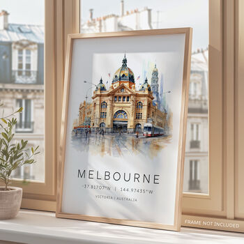 Melbourne Australia City Landmark Travel Poster, 2 of 7