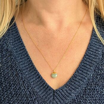 The Orb Aquamarine March Birthstone Necklace, Gold, 4 of 8