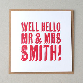 'Well Hello Mr And Mrs' Personalised Wedding Card, 4 of 5