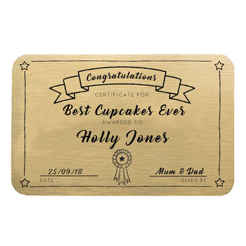 Personalised Gold Certificate Metal Sign, 4 of 9