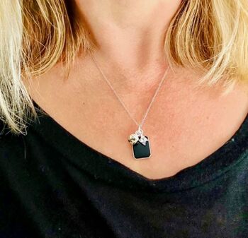 'The Trio' Black Onyx Sterling Silver Necklace, 5 of 10