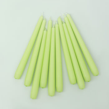 G Decor Pack Of 10 Or 20 Matte Green Dinner Candles, 3 of 4