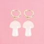 Gifts For Her Mushroom Earrings Rose Quartz Crystal Jewellery, thumbnail 2 of 5