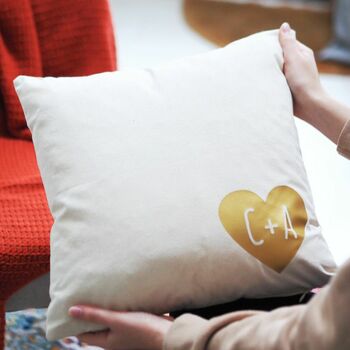 Personalised Couples Heart Cushion, 2 of 6
