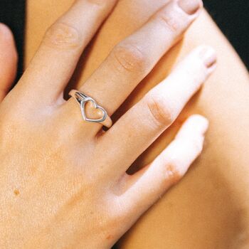 Open Heart Ring, Sterling Silver Or Gold Plated, 3 of 8