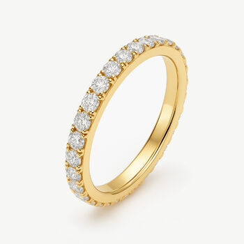 Women's 18k Gold Thin Eternity Ring With Round Stones, 2 of 4