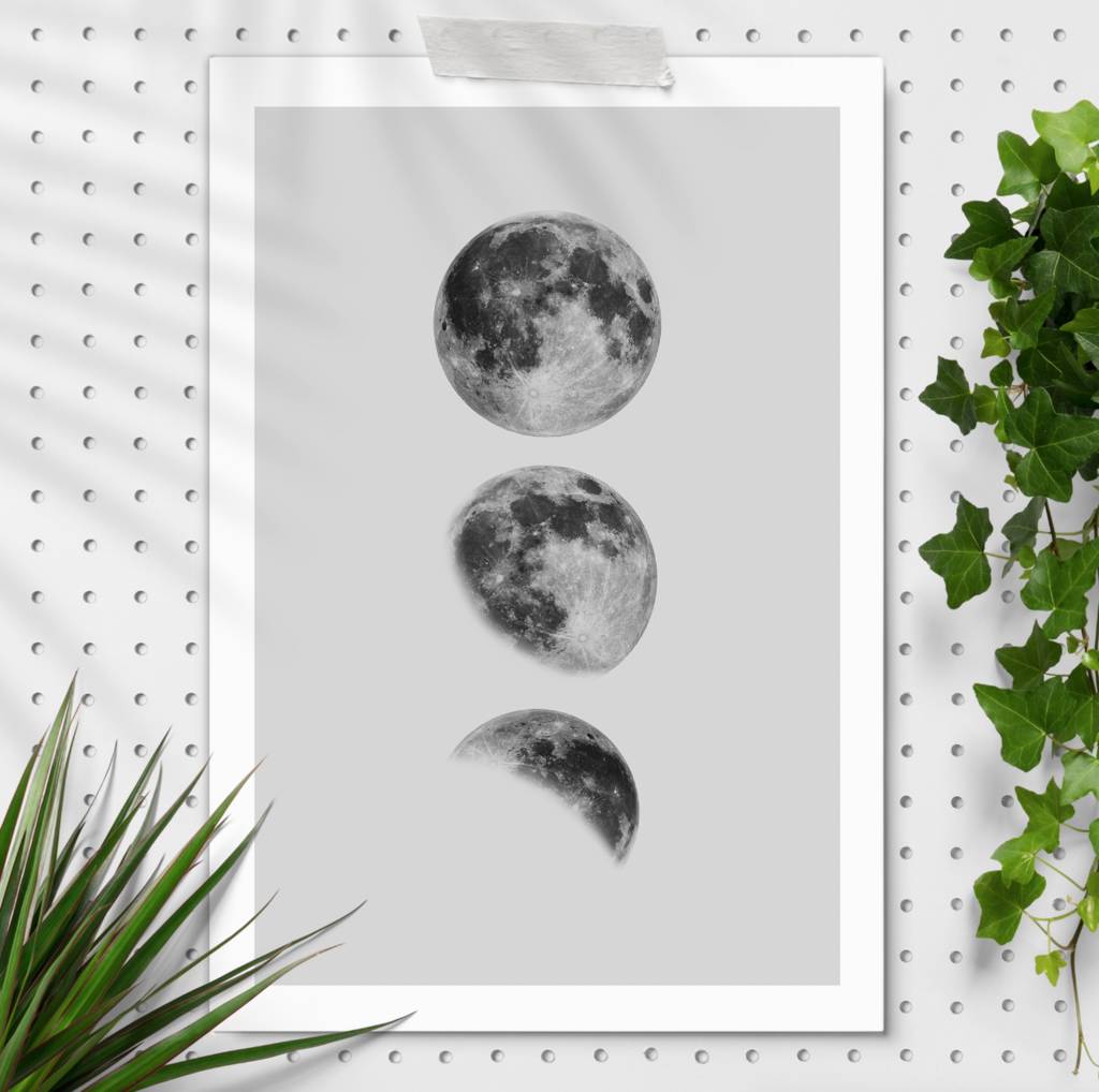 Phases Of The Moon Black And White Print By The Motivated Type ...