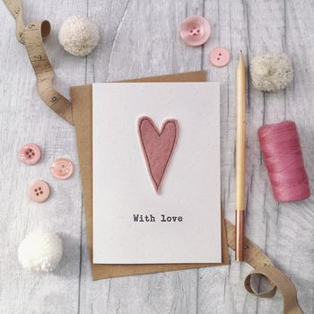 Embroidered Felt Heart With Love Card, 3 of 4