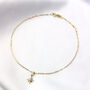 9ct Solid Gold Trace Anklet Cz Starburst Charm, thumbnail 2 of 3