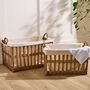Openwork Wicker Lined Laundry Basket, thumbnail 2 of 5