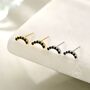 Sterling Silver Black Cz Curved Bar Tiny Stud Earrings, thumbnail 3 of 12