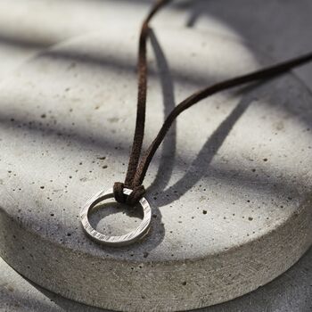 Personalised Textured Quote Ring Leather Necklace, 5 of 7