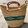 Natural And Green Handwoven Market Basket, thumbnail 4 of 6